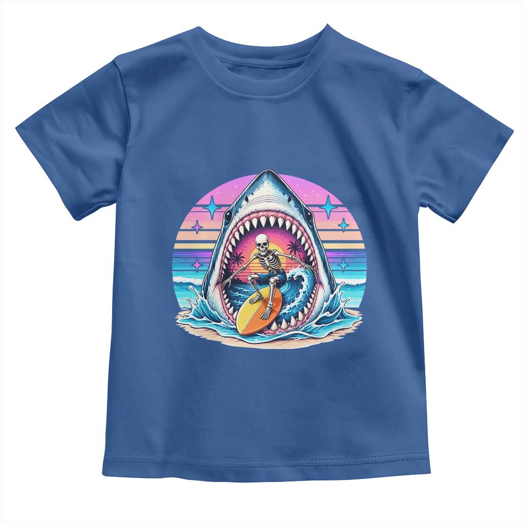Shark Skeleton Surfer Toddler T Shirt Hawaiian Beach Vacation Gift