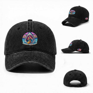 Shark Skeleton Surfer Washed Cotton Baseball Cap Hawaiian Beach Vacation Gift