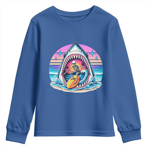 Shark Skeleton Surfer Youth Sweatshirt Hawaiian Beach Vacation Gift