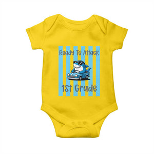 Ready To Attack 1st Grade Baby Onesie Funny Shark Driving Car Back To School