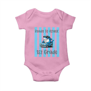 Ready To Attack 1st Grade Baby Onesie Funny Shark Driving Car Back To School