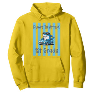 Ready To Attack 1st Grade Hoodie Funny Shark Driving Car Back To School TS12 Daisy Print Your Wear