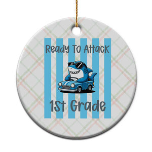 Ready To Attack 1st Grade Ceramic Ornament Funny Shark Driving Car Back To School