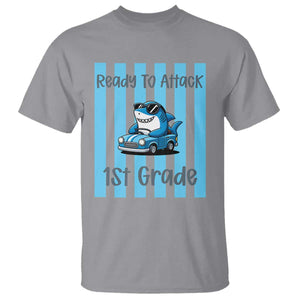 Ready To Attack 1st Grade T Shirt Funny Shark Driving Car Back To School TS12 Sport Gray Print Your Wear