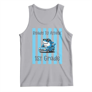 Ready To Attack 1st Grade Tank Top Funny Shark Driving Car Back To School