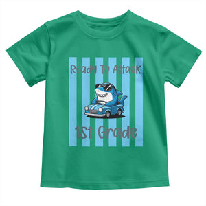 Ready To Attack 1st Grade Toddler T Shirt Funny Shark Driving Car Back To School