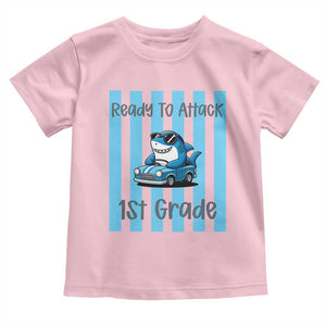 Ready To Attack 1st Grade Toddler T Shirt Funny Shark Driving Car Back To School