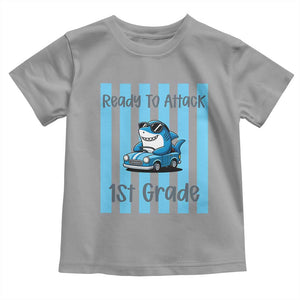 Ready To Attack 1st Grade Toddler T Shirt Funny Shark Driving Car Back To School