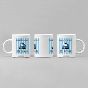 Ready To Attack 1st Grade Coffee Mug Funny Shark Driving Car Back To School