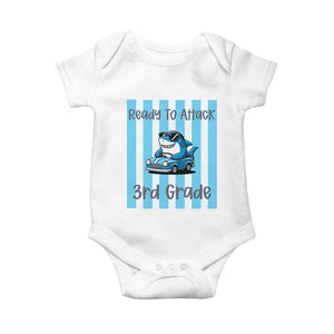 Ready To Attack 3rd Grade Baby Onesie Funny Shark Driving Car Back To School
