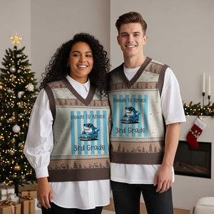Ready To Attack 3rd Grade V-Neck Knit Sweater Vest Funny Shark Driving Car Back To School