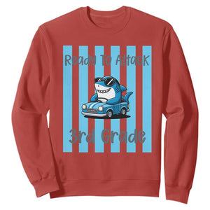 Ready To Attack 3rd Grade Sweatshirt Funny Shark Driving Car Back To School