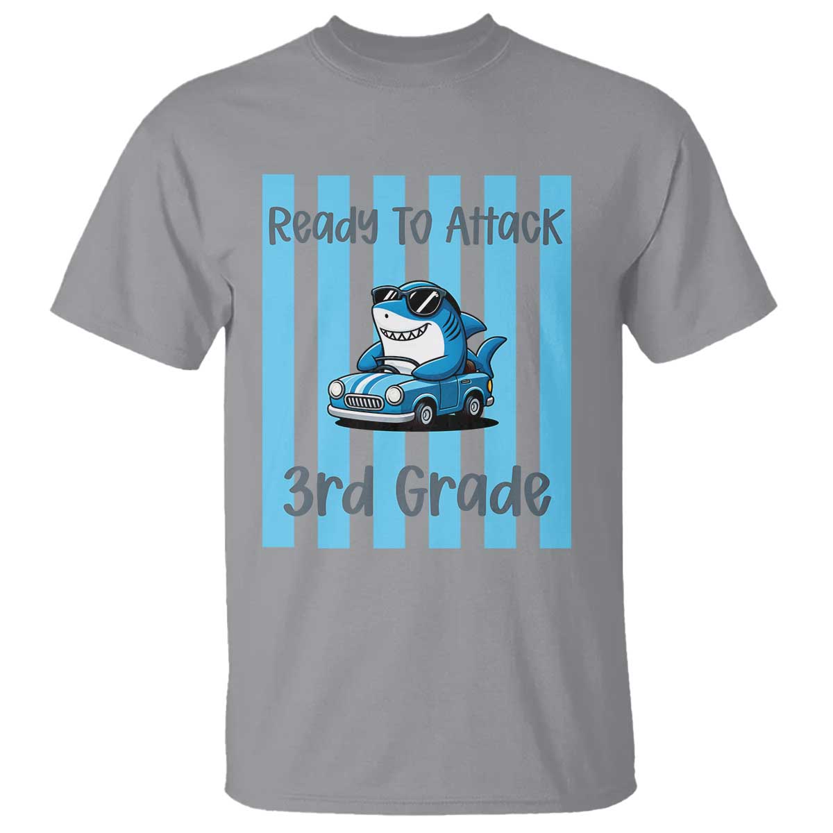 Ready To Attack 3rd Grade T Shirt Funny Shark Driving Car Back To School