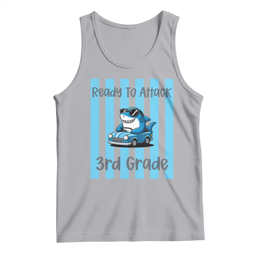 Ready To Attack 3rd Grade Tank Top Funny Shark Driving Car Back To School