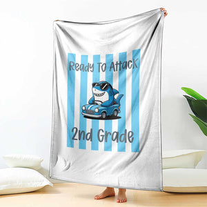 Ready To Attack 2nd Grade Throw Blanket Funny Shark Driving Car Back To School