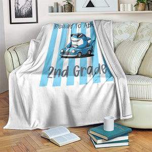 Ready To Attack 2nd Grade Throw Blanket Funny Shark Driving Car Back To School