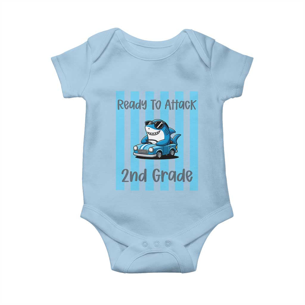 Ready To Attack 2nd Grade Baby Onesie Funny Shark Driving Car Back To School