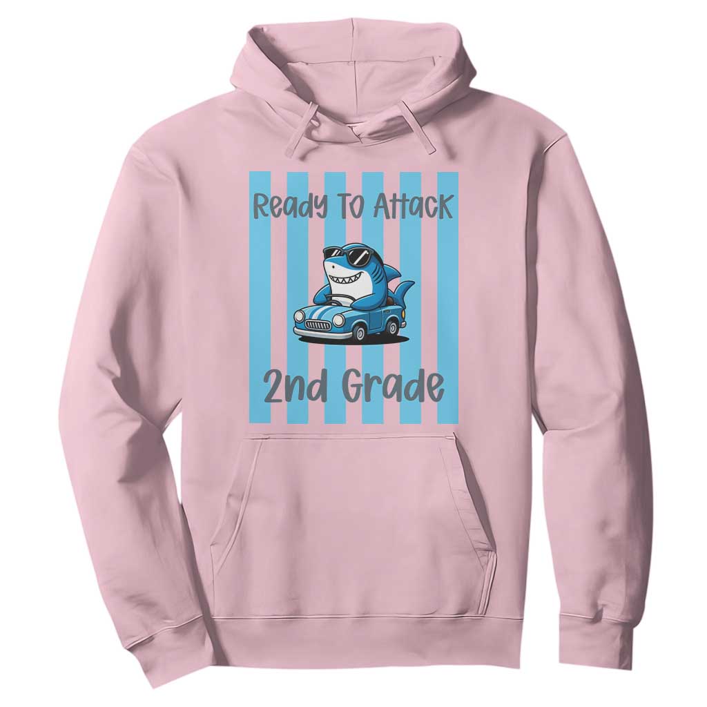 Ready To Attack 2nd Grade Hoodie Funny Shark Driving Car Back To School