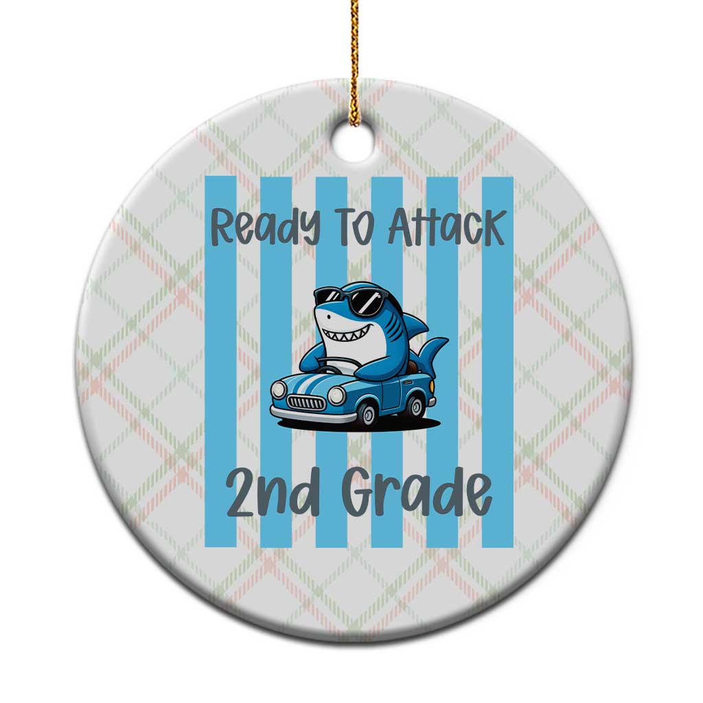 Ready To Attack 2nd Grade Ceramic Ornament Funny Shark Driving Car Back To School