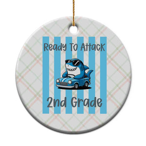 Ready To Attack 2nd Grade Ceramic Ornament Funny Shark Driving Car Back To School