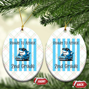 Ready To Attack 2nd Grade Ceramic Ornament Funny Shark Driving Car Back To School