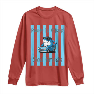 Ready To Attack 2nd Grade Long Sleeve Shirt Funny Shark Driving Car Back To School