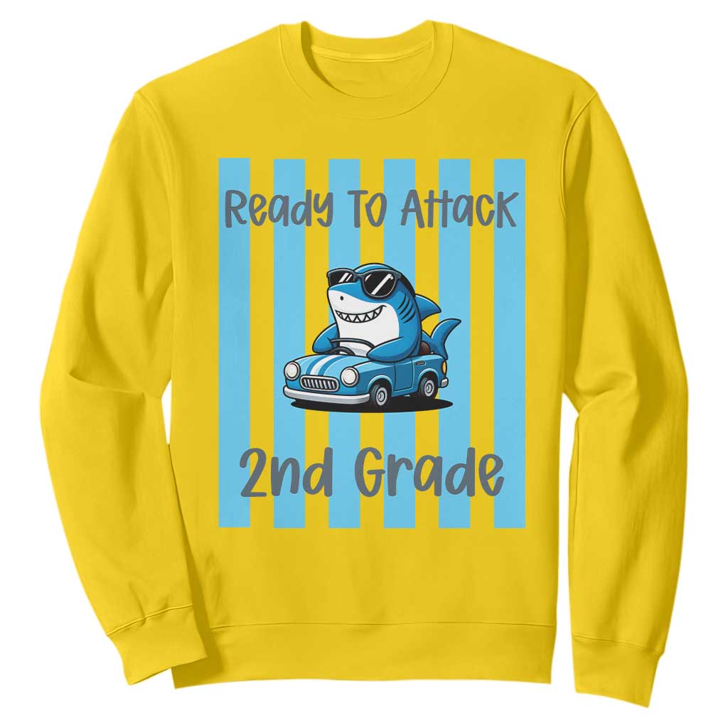 Ready To Attack 2nd Grade Sweatshirt Funny Shark Driving Car Back To School