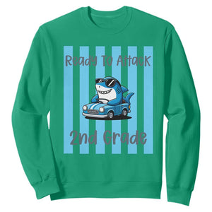 Ready To Attack 2nd Grade Sweatshirt Funny Shark Driving Car Back To School