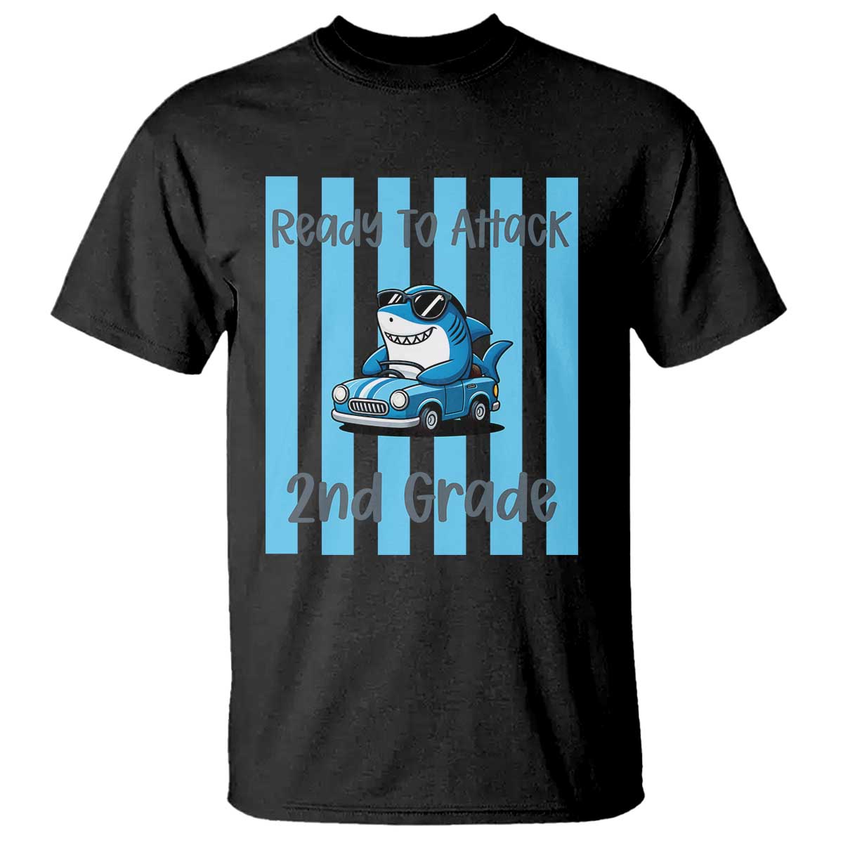 Ready To Attack 2nd Grade T Shirt Funny Shark Driving Car Back To School