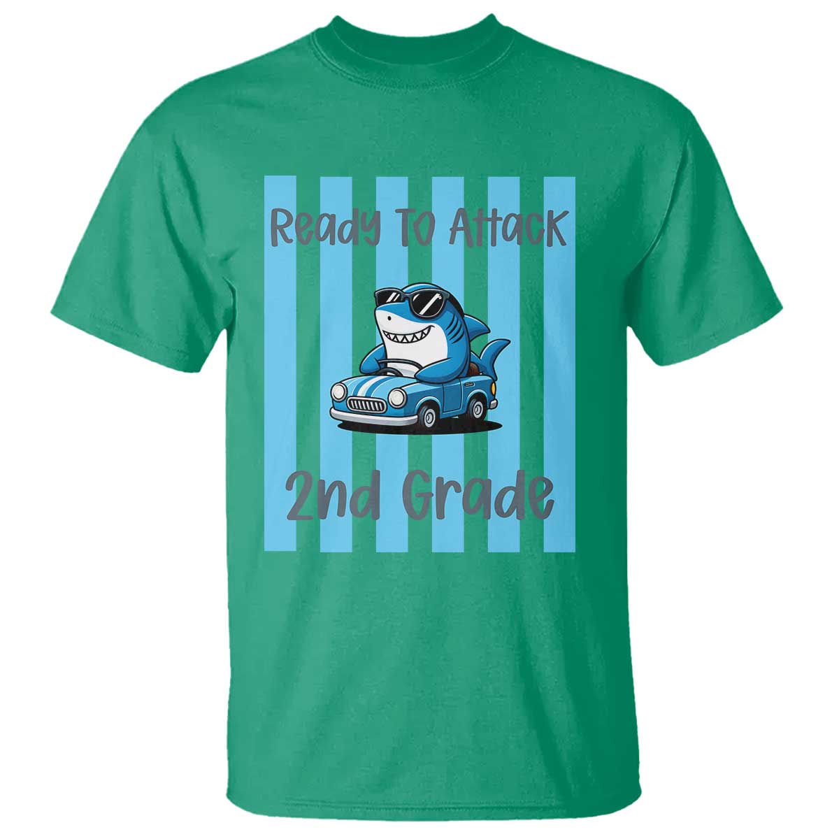 Ready To Attack 2nd Grade T Shirt Funny Shark Driving Car Back To School