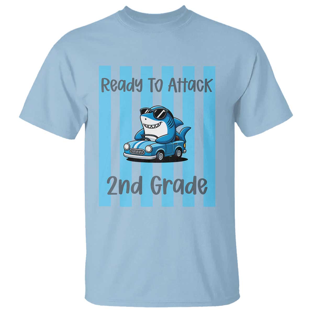 Ready To Attack 2nd Grade T Shirt Funny Shark Driving Car Back To School