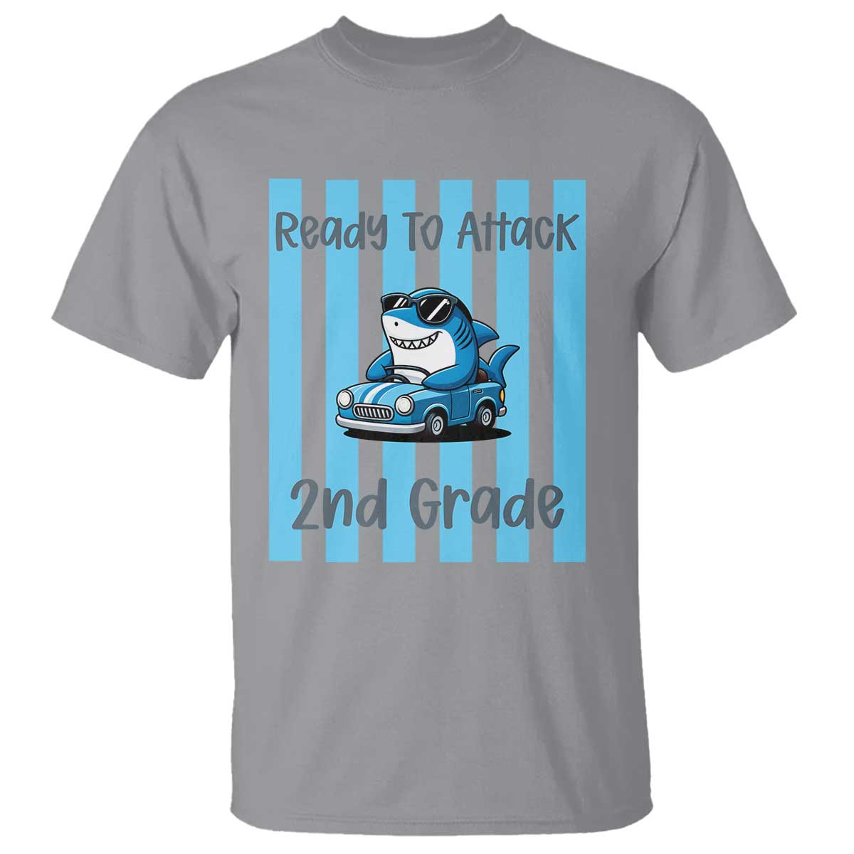 Ready To Attack 2nd Grade T Shirt Funny Shark Driving Car Back To School