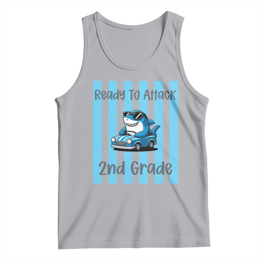 Ready To Attack 2nd Grade Tank Top Funny Shark Driving Car Back To School
