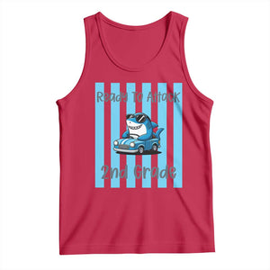 Ready To Attack 2nd Grade Tank Top Funny Shark Driving Car Back To School