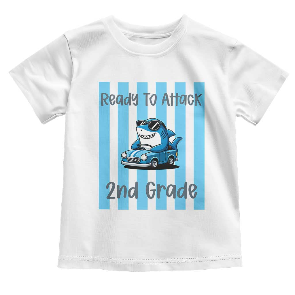 Ready To Attack 2nd Grade Toddler T Shirt Funny Shark Driving Car Back To School