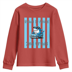 Ready To Attack 2nd Grade Youth Sweatshirt Funny Shark Driving Car Back To School