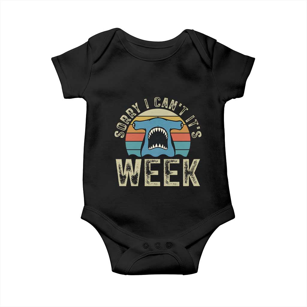 Vintage Hammerhead Shark Lover Baby Onesie Sorry I Cant Its Week