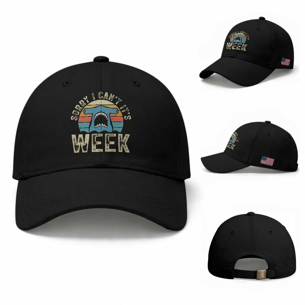 Vintage Hammerhead Shark Lover Baseball Cap Sorry I Cant Its Week