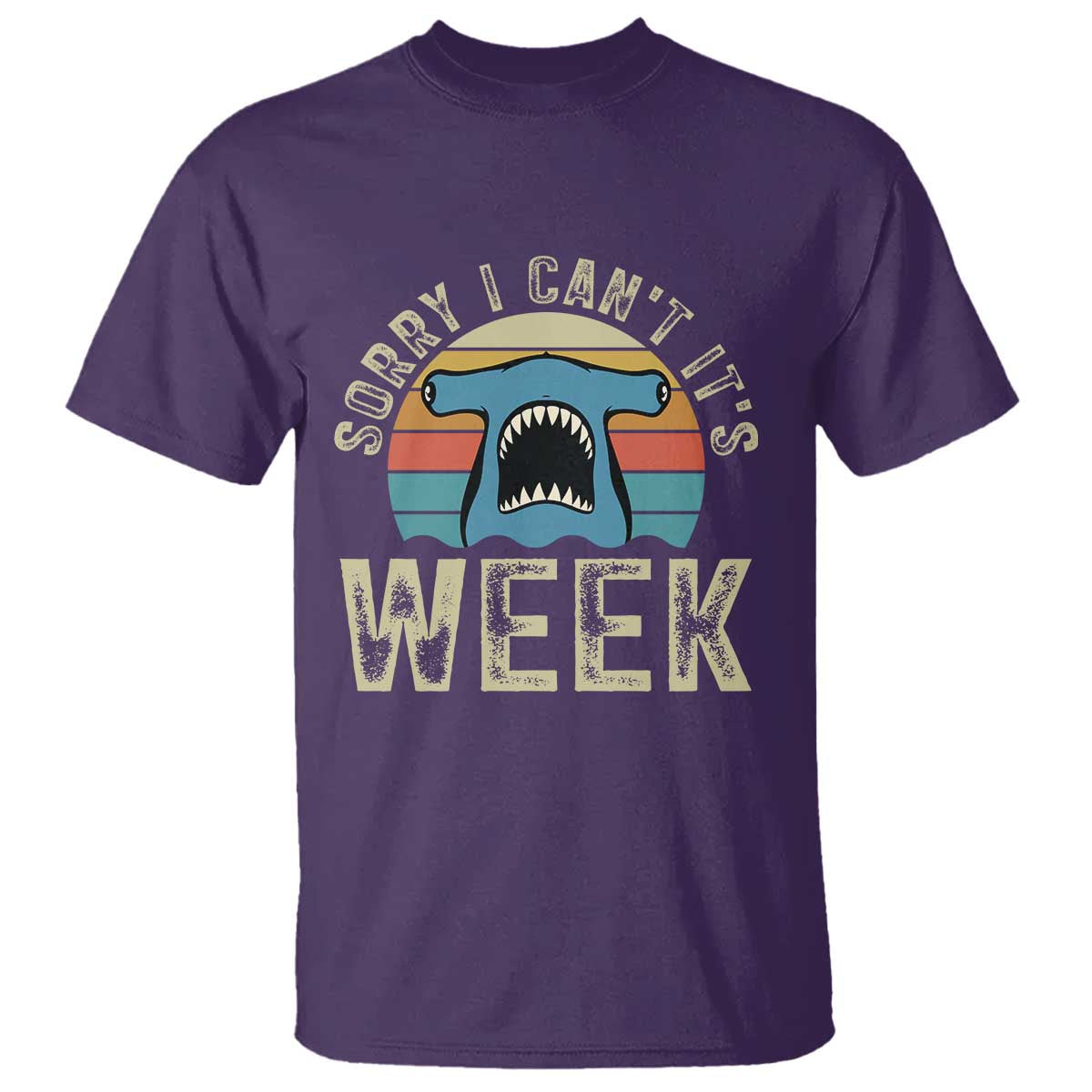 Vintage Hammerhead Shark Lover T Shirt Sorry I Cant Its Week