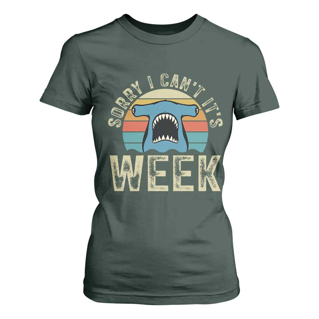 Vintage Hammerhead Shark Lover T Shirt For Women Sorry I Cant Its Week