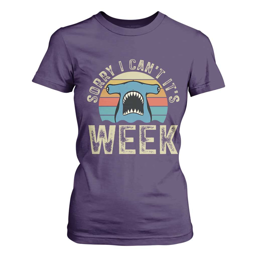 Vintage Hammerhead Shark Lover T Shirt For Women Sorry I Cant Its Week