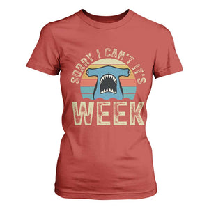 Vintage Hammerhead Shark Lover T Shirt For Women Sorry I Cant Its Week