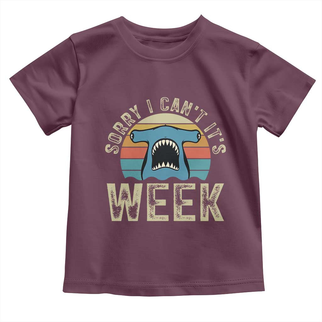 Vintage Hammerhead Shark Lover Toddler T Shirt Sorry I Cant Its Week