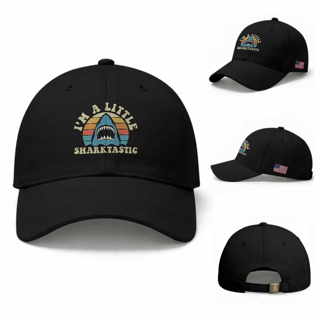 Im A Little Sharktastic Baseball Cap Vintage Shark Lover Week Gift