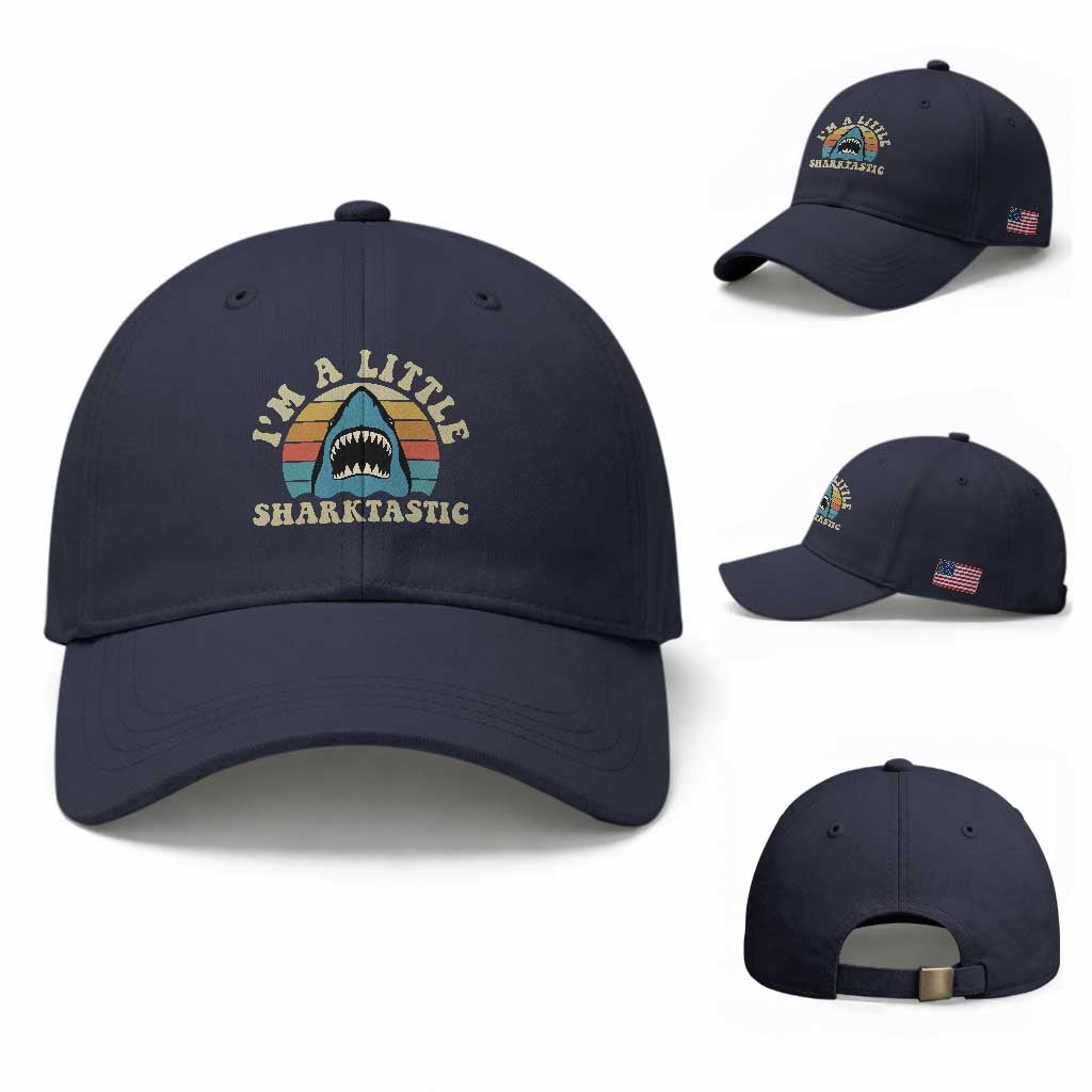 Im A Little Sharktastic Baseball Cap Vintage Shark Lover Week Gift