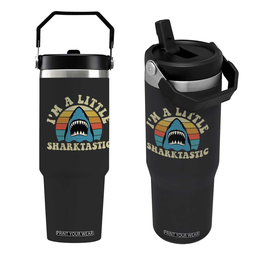 Im A Little Sharktastic Flip Straw Tumbler Vintage Shark Lover Week Gift