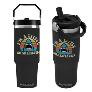 Im A Little Sharktastic Flip Straw Tumbler Vintage Shark Lover Week Gift