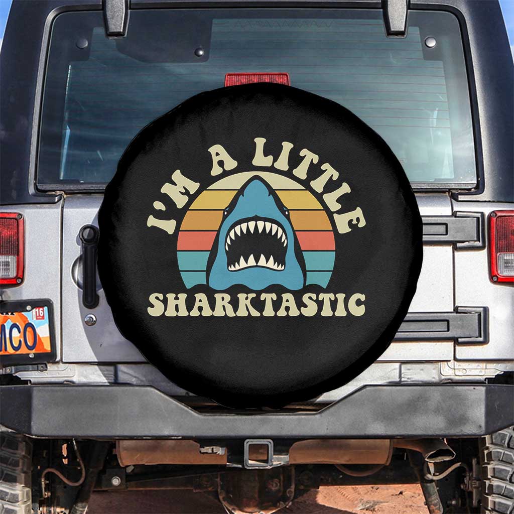 Im A Little Sharktastic Spare Tire Cover Vintage Shark Lover Week Gift
