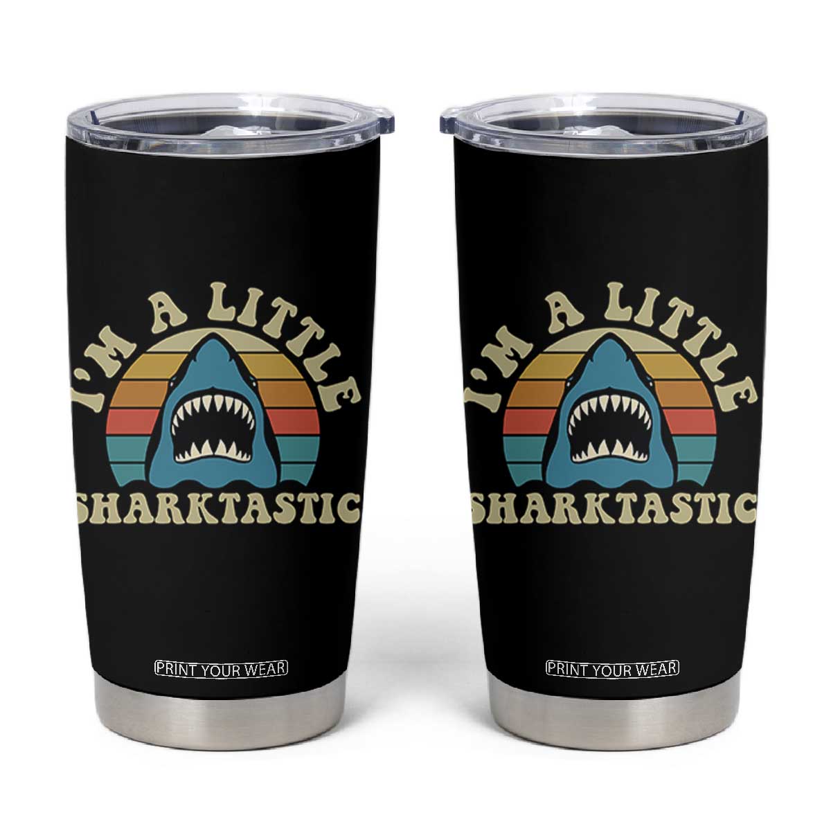 Im A Little Sharktastic Tumbler Cup Vintage Shark Lover Week Gift