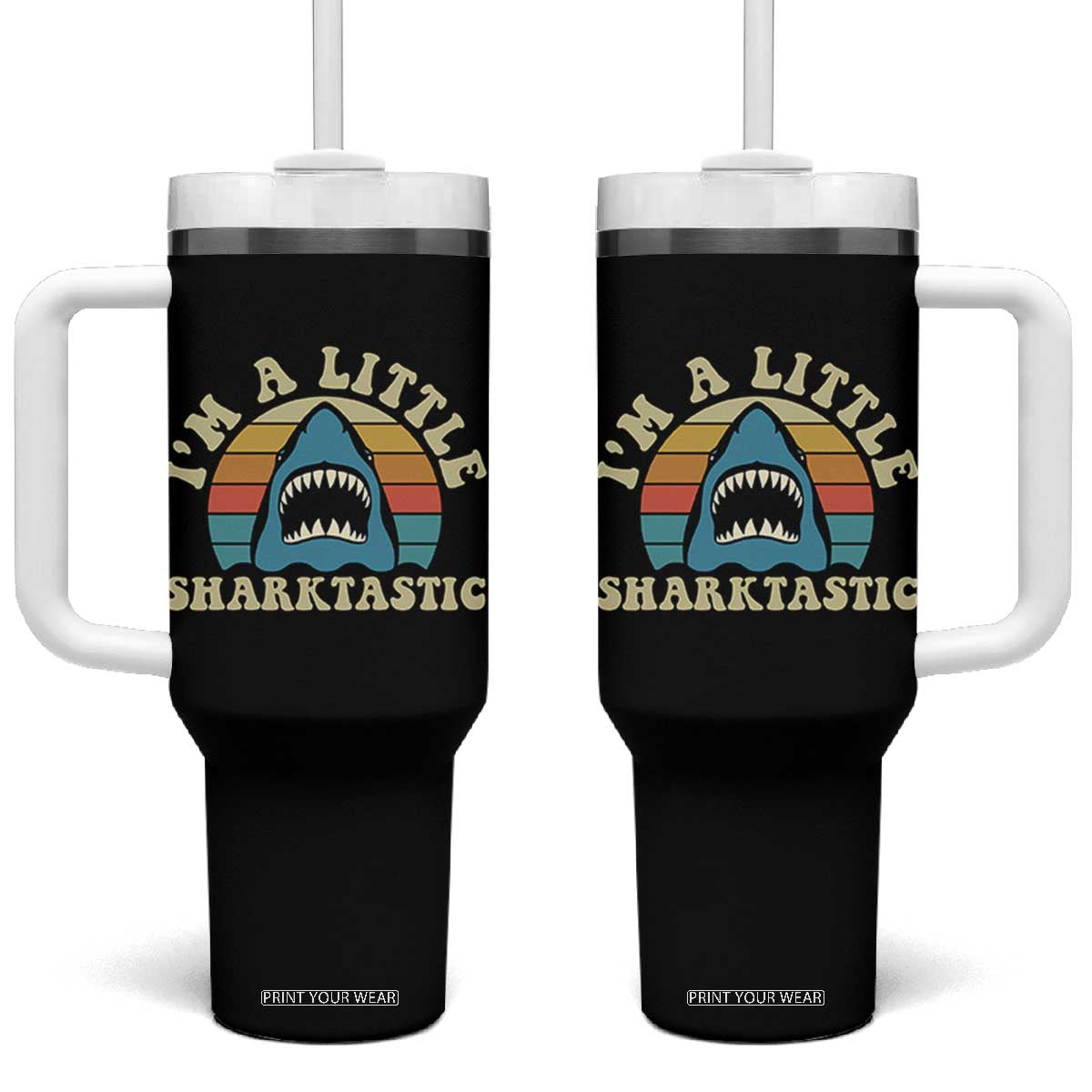 Im A Little Sharktastic Tumbler With Handle Vintage Shark Lover Week Gift